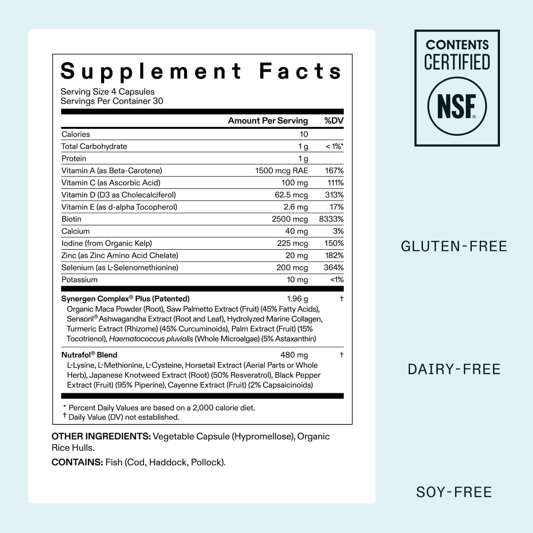 Nutrafol Women's Balance Hair Growth Supplements, Ages 45 and Up, Clinically Proven for Visibly Thicker Hair and Scalp Coverage in 3-6 Months, Dermatologist Recommended - 1 Month Supply Refill Pouch