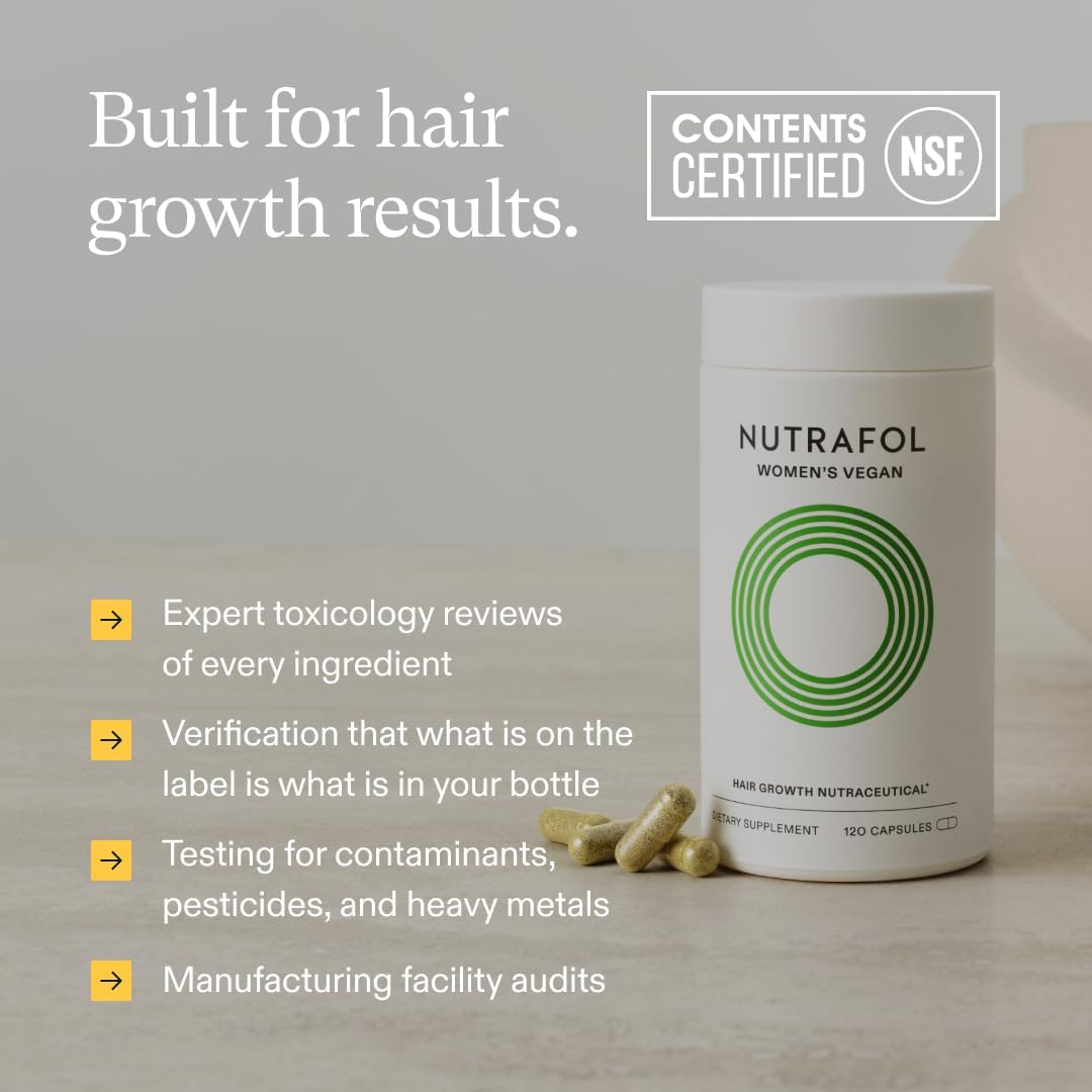 Nutrafol Women's Hair Growth Supplements, For Women 18-44 Years Old, Clinically Tested for Visibly Thicker, Stronger Hair, 100% Vegan Ingredients, Dermatologist Recommended - 1 Month Supply