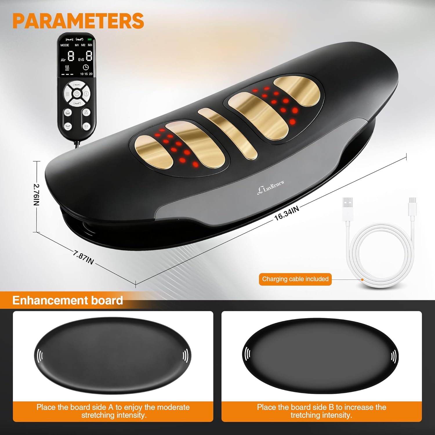 Electric Lumbar Traction Device for Lower Back Pain Relief, Multifunctional Lumbar Stretcher with Dynamic Traction, Red Light Therapy, 8-Level Electrotherapy, 3-Level Thermal Therapy, Vibration