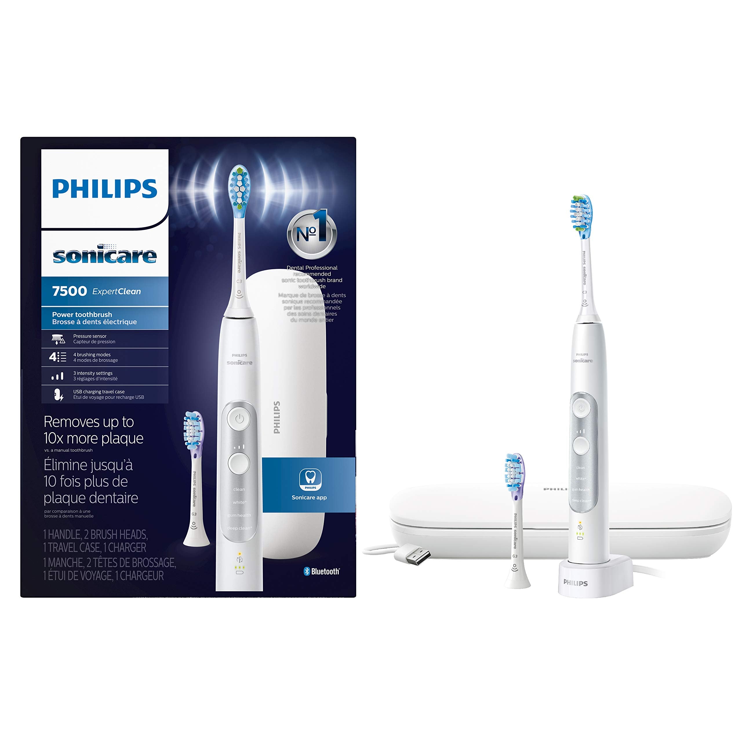 Philips Sonicare ExpertClean 7500 Black, Rechargeable Electric Power Toothbrush, HX9690/05