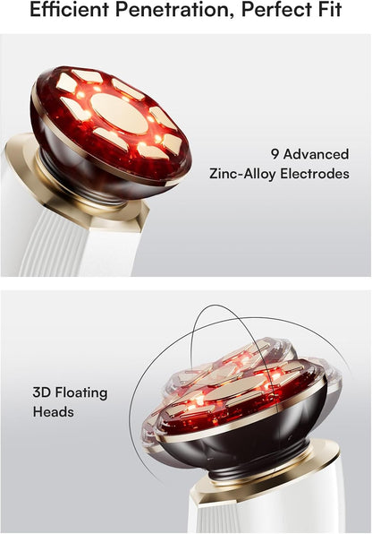 INIA 3-in-1 Red Light Therapy for Face and Neck Beauty Device for Puffiness & Skin Firming Skincare Tool (White)