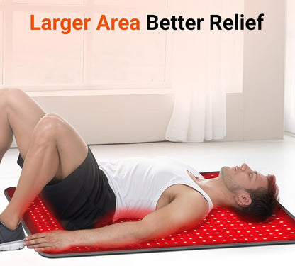 Comfytemp 41.5'' x 26'' Red Light Therapy Mat for Body, FSA Eligible HSA Near Infrared Light Therapy Pad with 560 LEDs, 660nm & 850nm Light Blanket for Back Belly Knee Waist Leg Joint Muscle, 96W