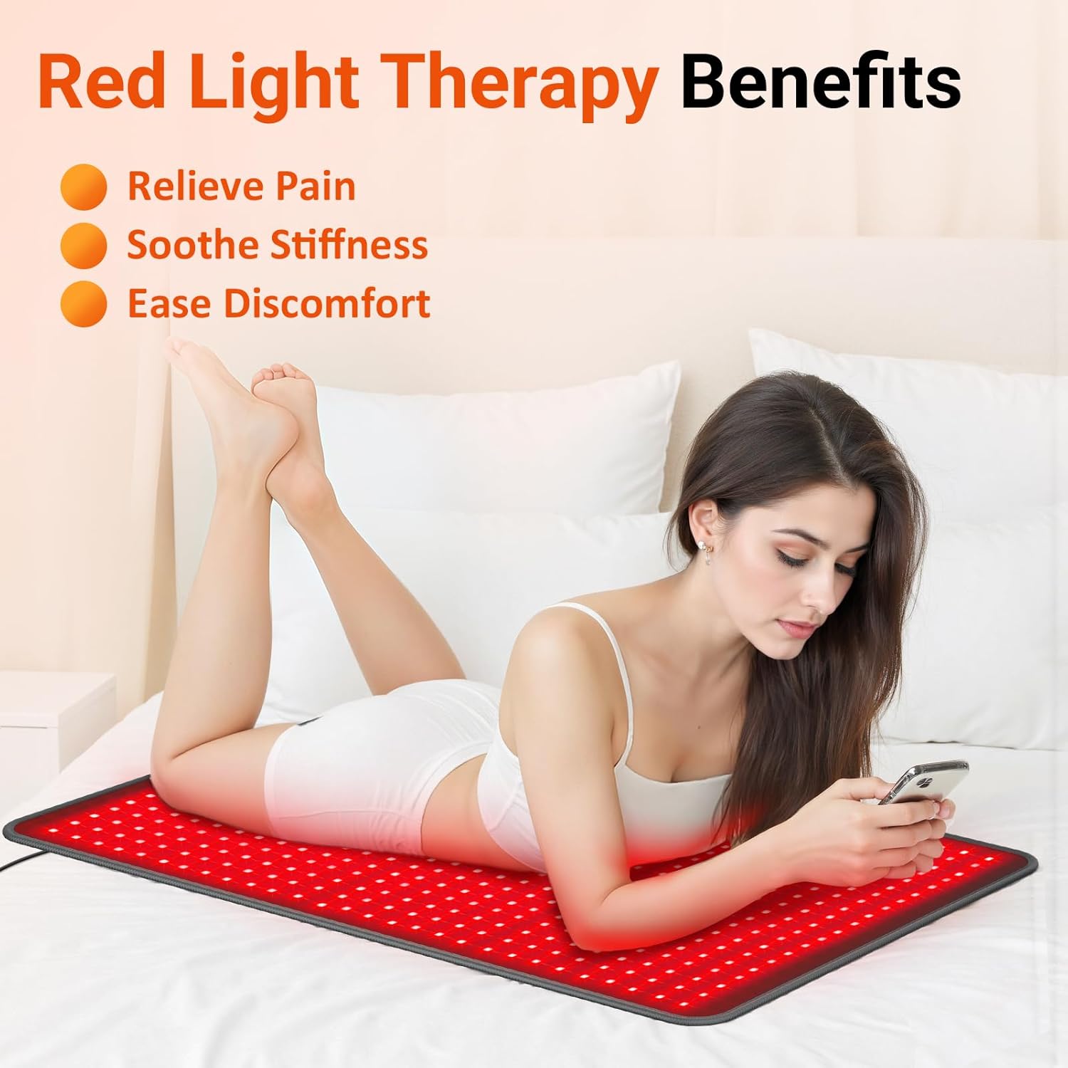 Comfytemp 41.5'' x 26'' Red Light Therapy Mat for Body, FSA Eligible HSA Near Infrared Light Therapy Pad with 560 LEDs, 660nm & 850nm Light Blanket for Back Belly Knee Waist Leg Joint Muscle, 96W