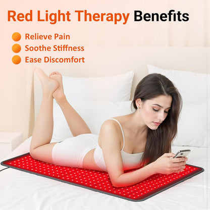Comfytemp 41.5'' x 26'' Red Light Therapy Mat for Body, FSA Eligible HSA Near Infrared Light Therapy Pad with 560 LEDs, 660nm & 850nm Light Blanket for Back Belly Knee Waist Leg Joint Muscle, 96W