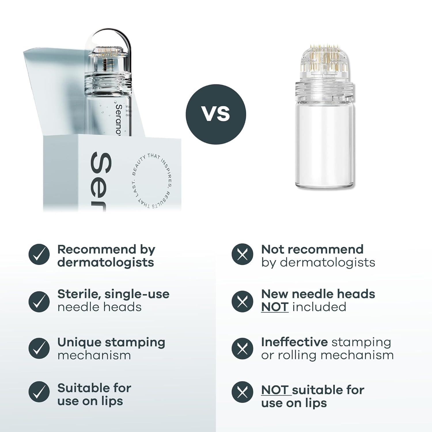 Seranova Micro Infusion System for Face & Neck 0.05mm Stamp with Hyaluronic Acid & Collagen Peptide Serum for Firmer Smoother-Looking Skin, Easy 5-Minute At-Home Skin Care Application - 3 Month Supply