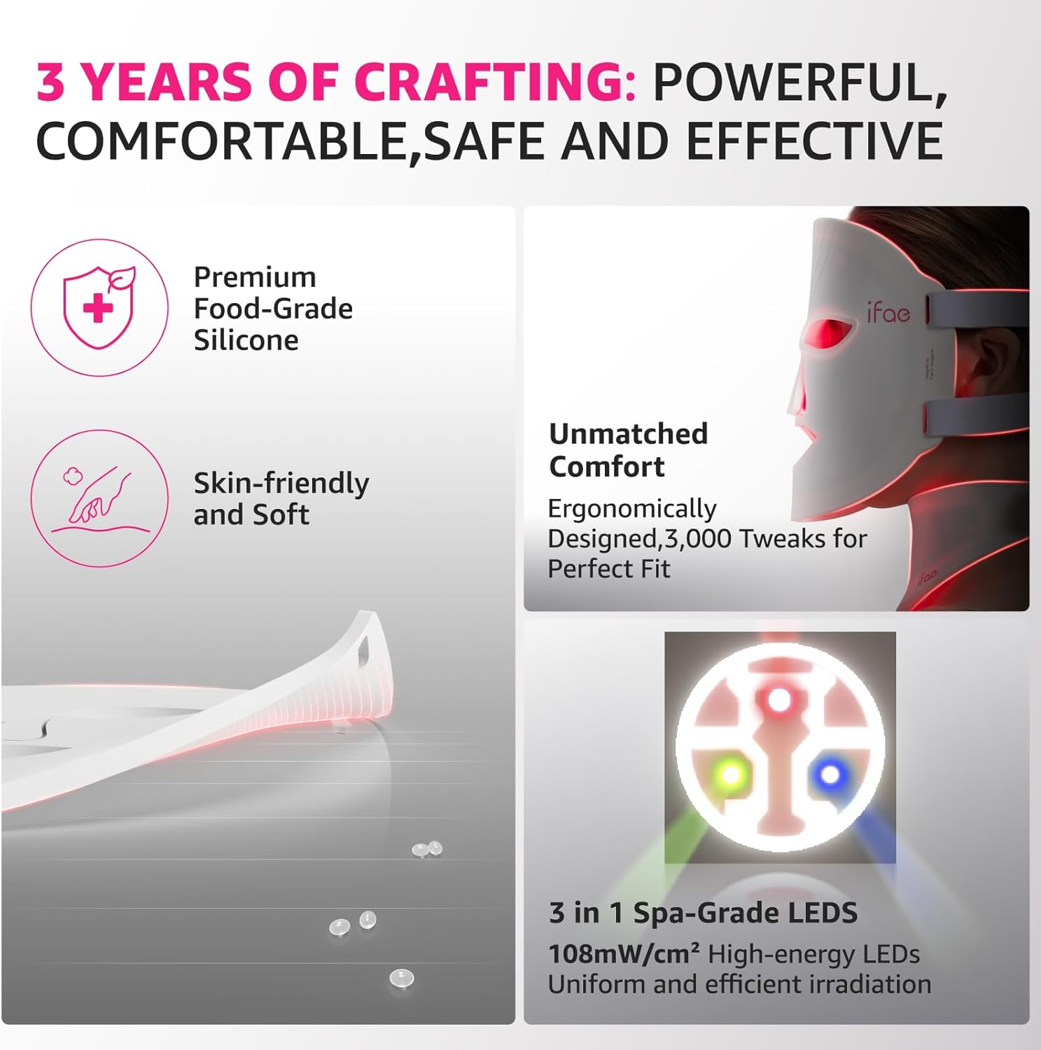 Red Light Therapy Mask for Face and Neck, 7 Colors with NIR Led Face Mask Light Therapy with Eye Protection and Remote, Rechargeable Ergonomic Design for True Anti-Aging Skincare at Home