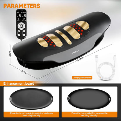 Electric Lumbar Traction Device for Lower Back Pain Relief, Multifunctional Lumbar Stretcher with Dynamic Traction, Red Light Therapy, 8-Level Electrotherapy, 3-Level Thermal Therapy, Vibration