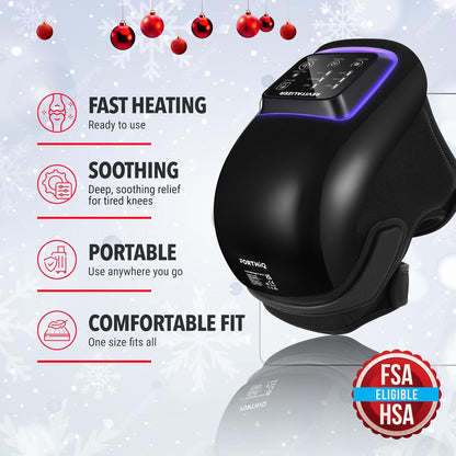 FORTHiQ Knee Massager Pro+ with Heat, Red Light and Vibration, 6-in-1, Dual-Wavelength - Cordless, Portable, Adjustable Straps, Easy to Use, Saves Your Settings