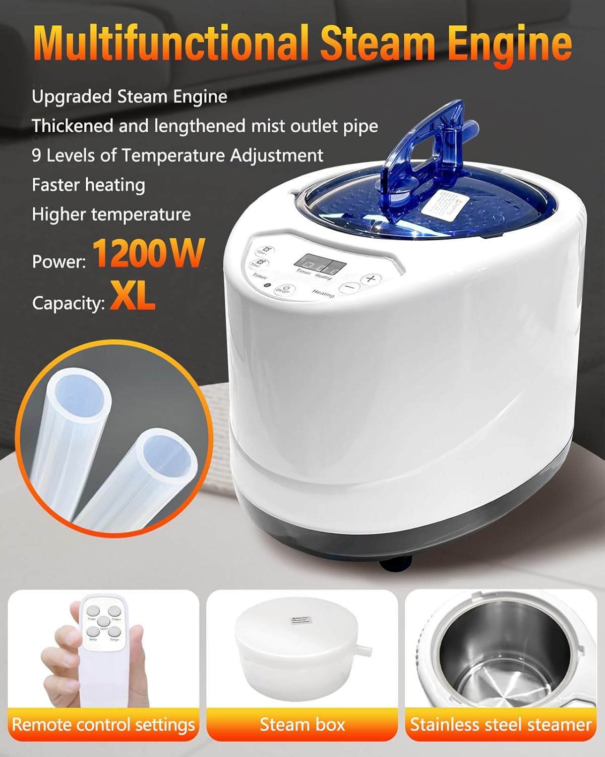 Infrared Sauna Box, Portable Steam Sauna Tent with 3L/1400W Steamer, 5-Layer Waterproof and Thermal Insulation, Folding Chair, for Home Steam Spa, Indoor & Outdoor(Black)