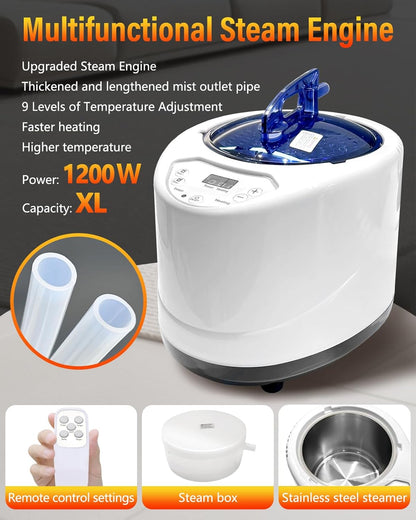 Infrared Sauna Box, Portable Steam Sauna Tent with 3L/1400W Steamer, 5-Layer Waterproof and Thermal Insulation, Folding Chair, for Home Steam Spa, Indoor & Outdoor(Black)