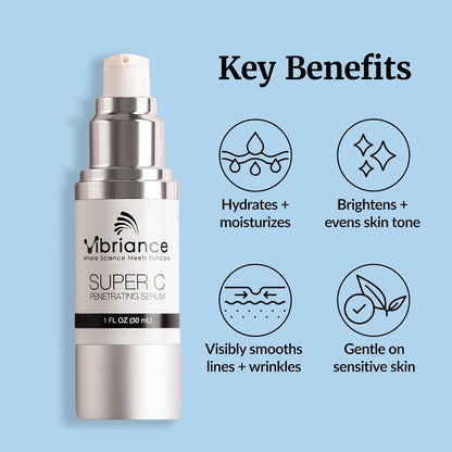 Vibriance Super C Serum for Mature Skin - All-in-One Vitamin Formula Hydrates, Firms, Lifts, Smooths, Targets Age Spots, Wrinkles, 1 fl oz - Pack of 3