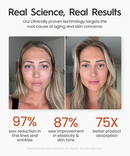 REVO Genie | 3-in-1 Face & Neck Beauty Massager with Heat, 3 Light Therapies, Smart Vibration | Red Light, Blue Light, Green Light Therapy for Wrinkles, Hyperpigmentation, Acne & More - Beige