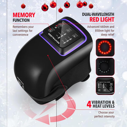 FORTHiQ Knee Massager Pro+ with Heat, Red Light and Vibration, 6-in-1, Dual-Wavelength - Cordless, Portable, Adjustable Straps, Easy to Use, Saves Your Settings
